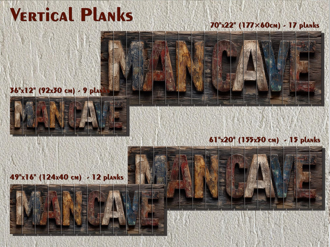 Man Cave Distressed Wood Sign Rustic Masculine Den Wall Art