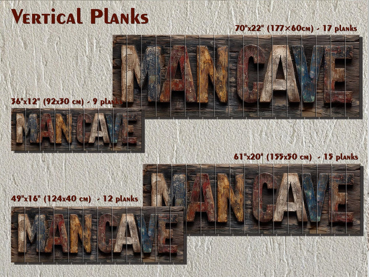 Man Cave Distressed Wood Sign Rustic Masculine Den Wall Art