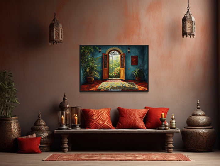 Traditional Indian Living Room Painting Framed Canvas Wall Art