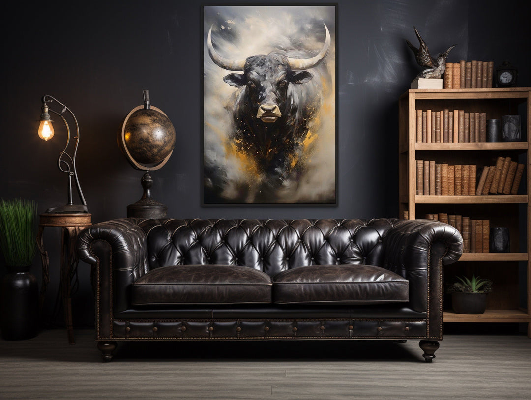 Abstract Running Black Bull Wall Art