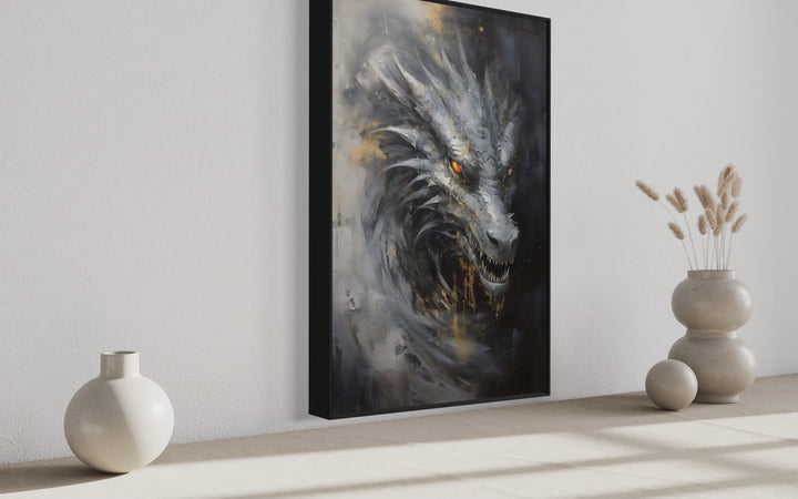 Wall Art For Men - Abstract Dragon Framed Canvas Wall Art