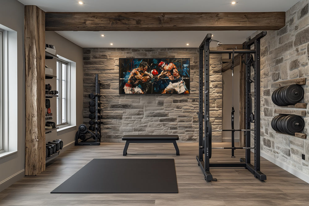 Abstract Graffiti Boxing Match Framed Canvas Wall Art