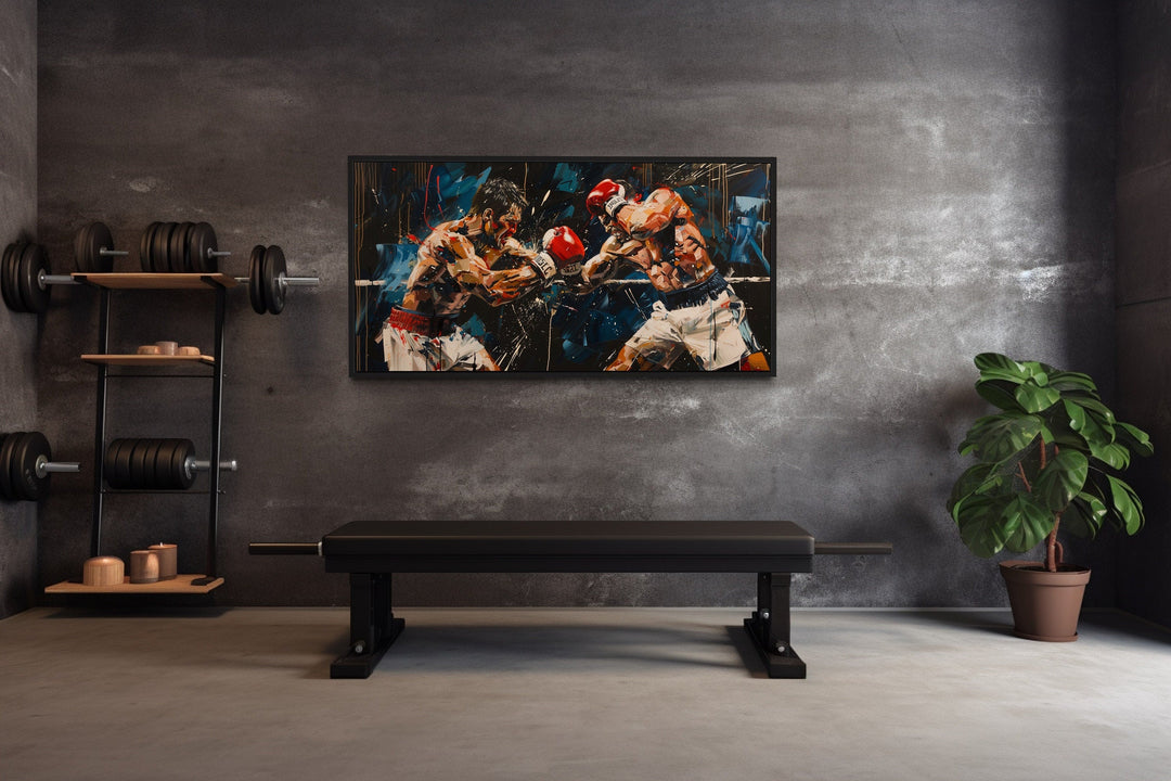 Abstract Graffiti Boxing Match Framed Canvas Wall Art