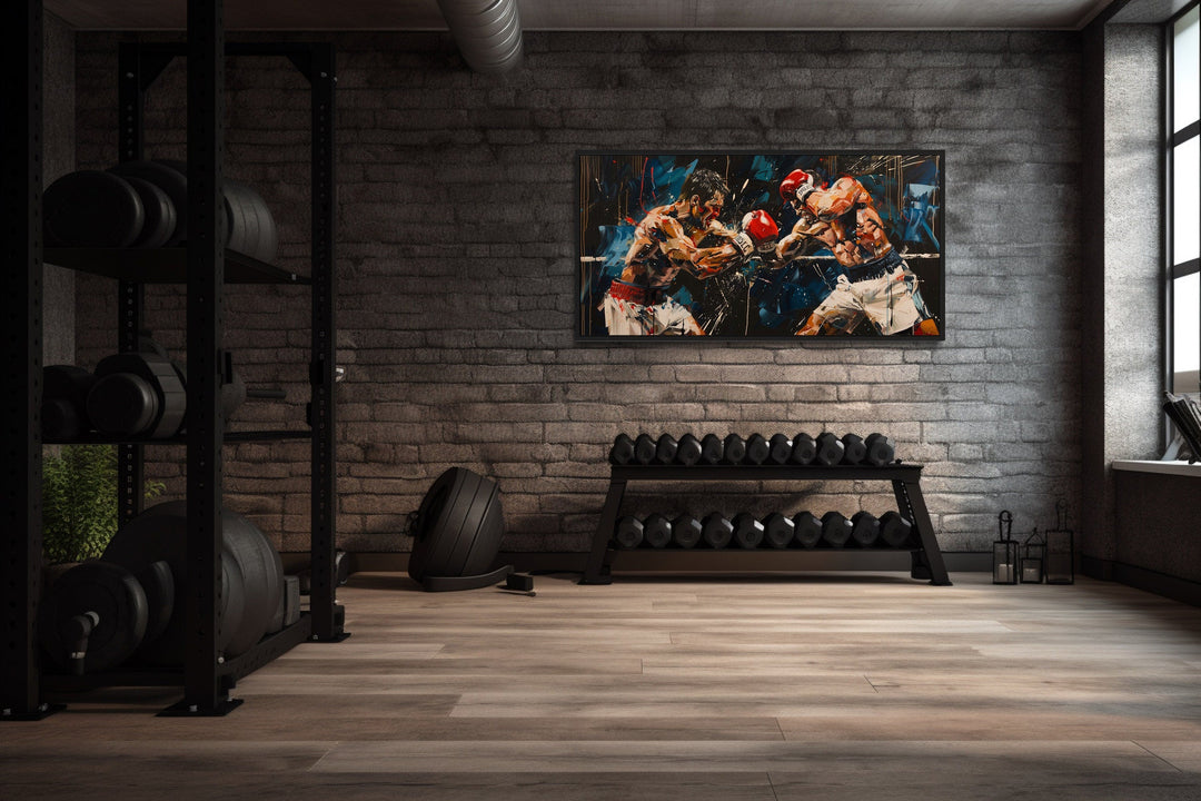 Abstract Graffiti Boxing Match Framed Canvas Wall Art