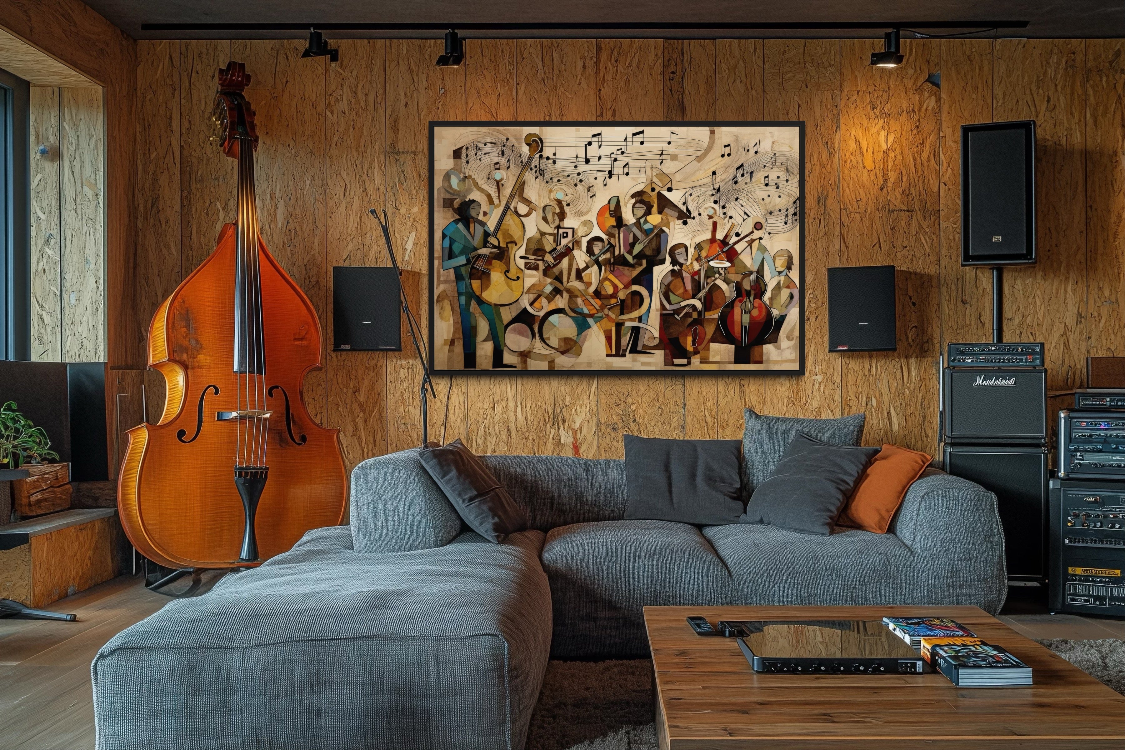 Abstract Jazz Orchestra Canvas Wall Art | Vibrant Music Decor