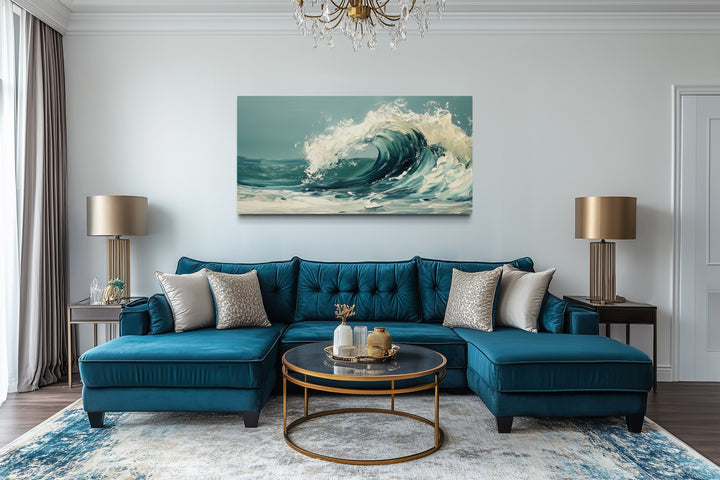 Abstract Ocean Wave Framed Canvas Wall Art