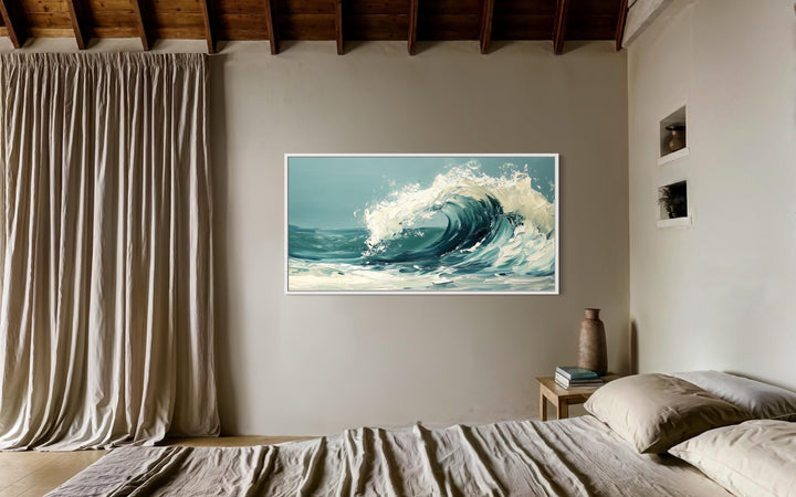 Abstract Ocean Wave Framed Canvas Wall Art