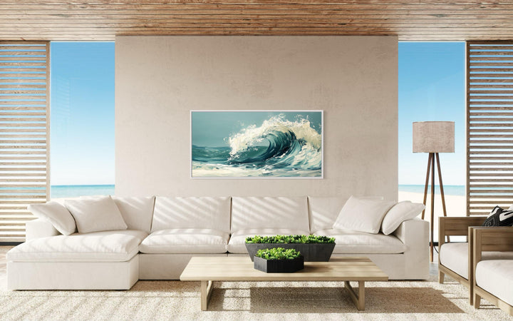 Abstract Ocean Wave Framed Canvas Wall Art