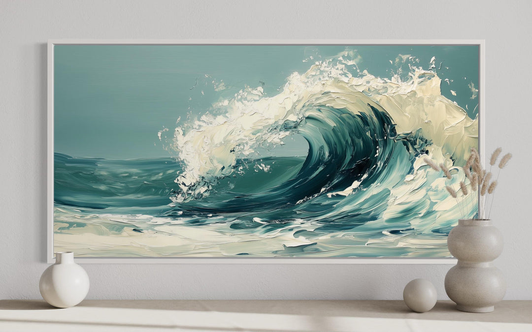 Abstract Ocean Wave Framed Canvas Wall Art