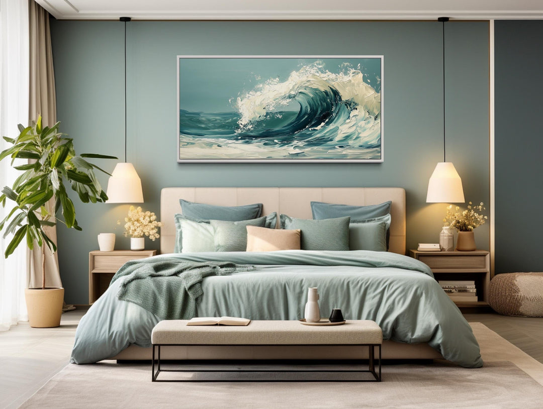 Abstract Ocean Wave Framed Canvas Wall Art