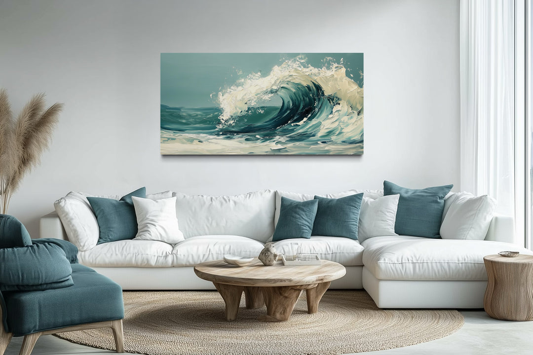 Abstract Ocean Wave Framed Canvas Wall Art