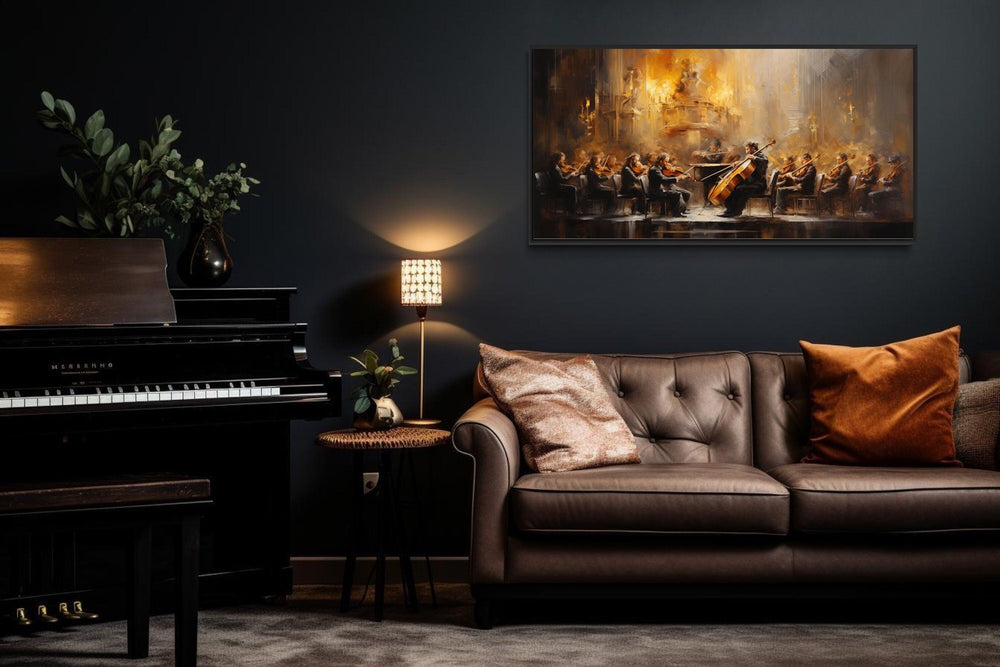 Abstract Orchestra Classical Music Framed Canvas Wall Art in music room