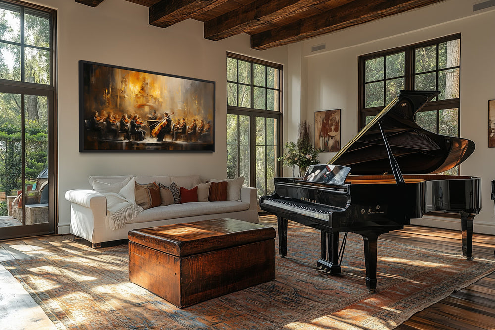 Abstract Orchestra Classical Music Framed Canvas Wall Art