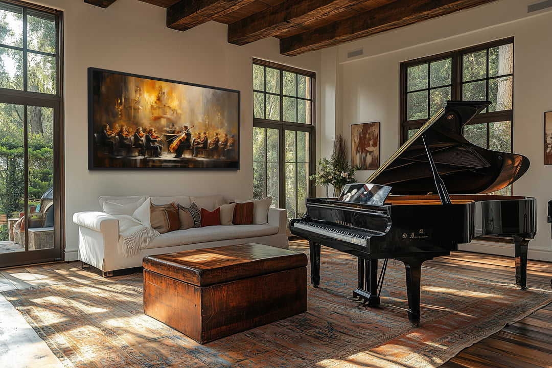 Abstract Orchestra Classical Music Framed Canvas Wall Art