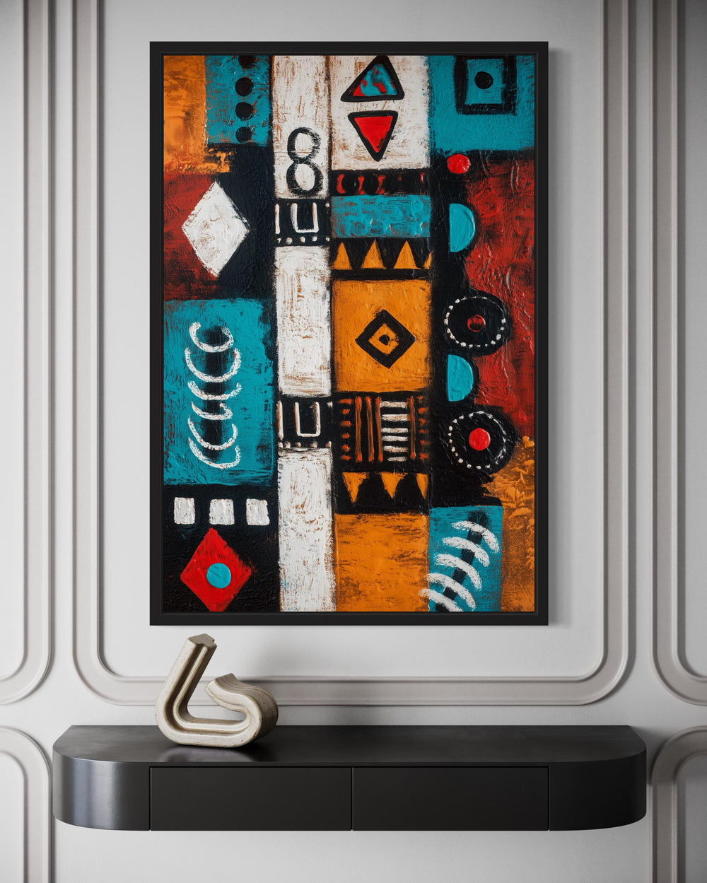 Abstract Tribal Geometric Symbols Painting African Wall Art
