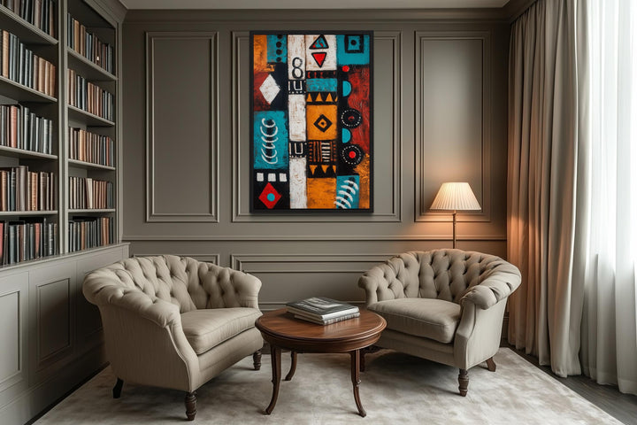 Abstract Tribal Geometric Symbols Painting African Wall Art