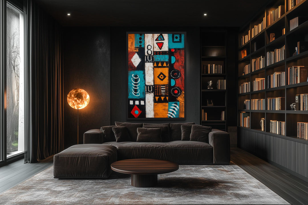 Abstract Tribal Geometric Symbols Painting African Wall Art