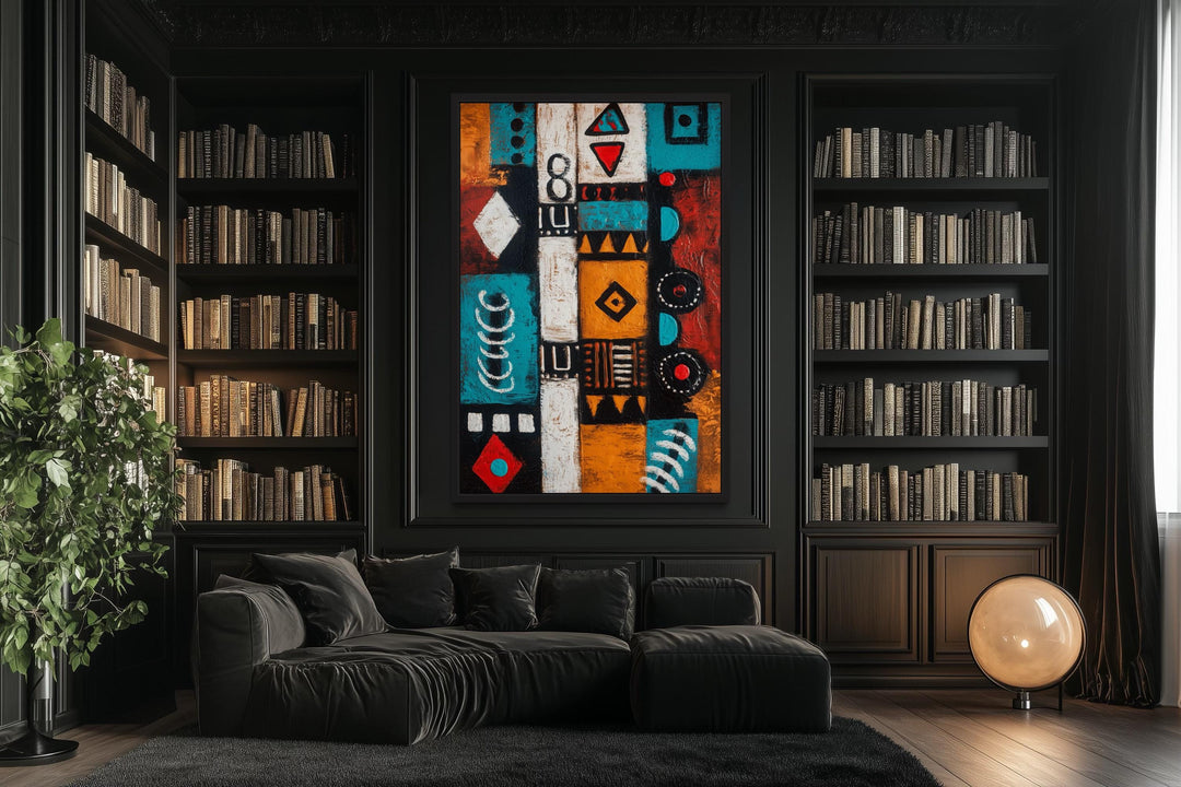 Abstract Tribal Geometric Symbols Painting African Wall Art