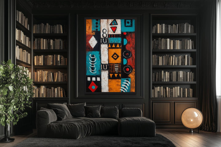 Abstract Tribal Geometric Symbols Painting African Wall Art