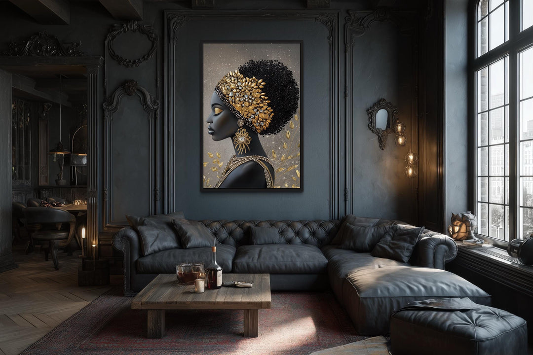 African American Black Woman With Gold Headwrap Canvas Wall Art