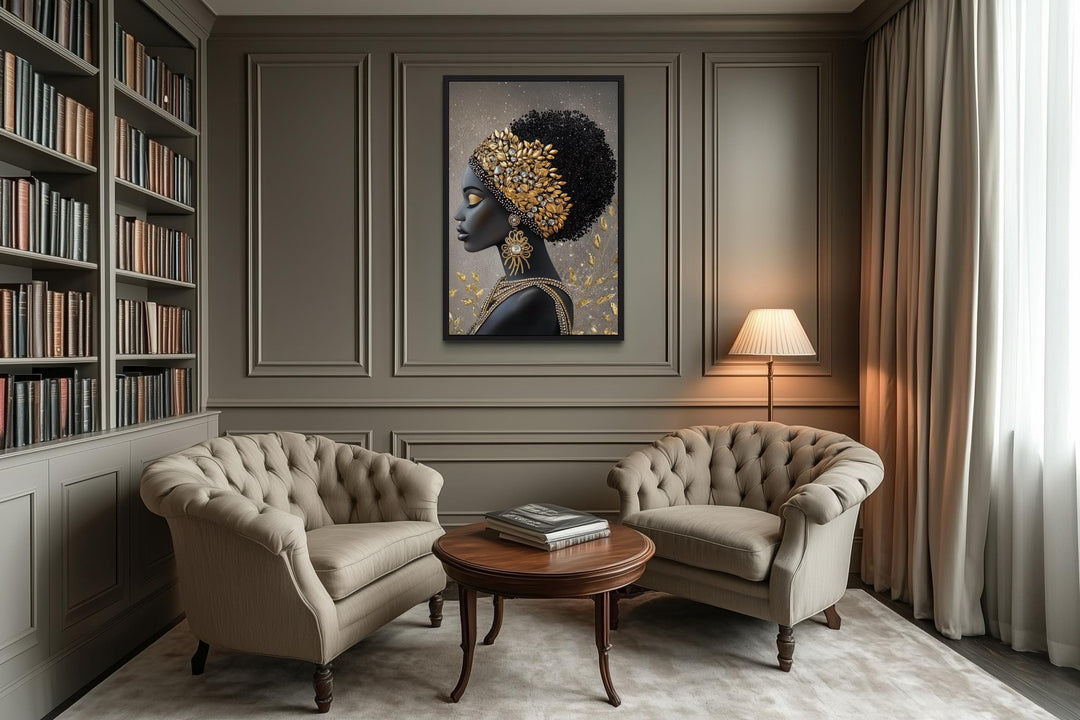 African American Black Woman With Gold Headwrap Canvas Wall Art