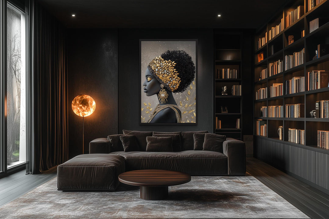 African American Black Woman With Gold Headwrap Canvas Wall Art