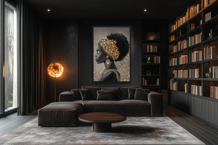 African American Black Woman With Gold Headwrap Canvas Wall Art