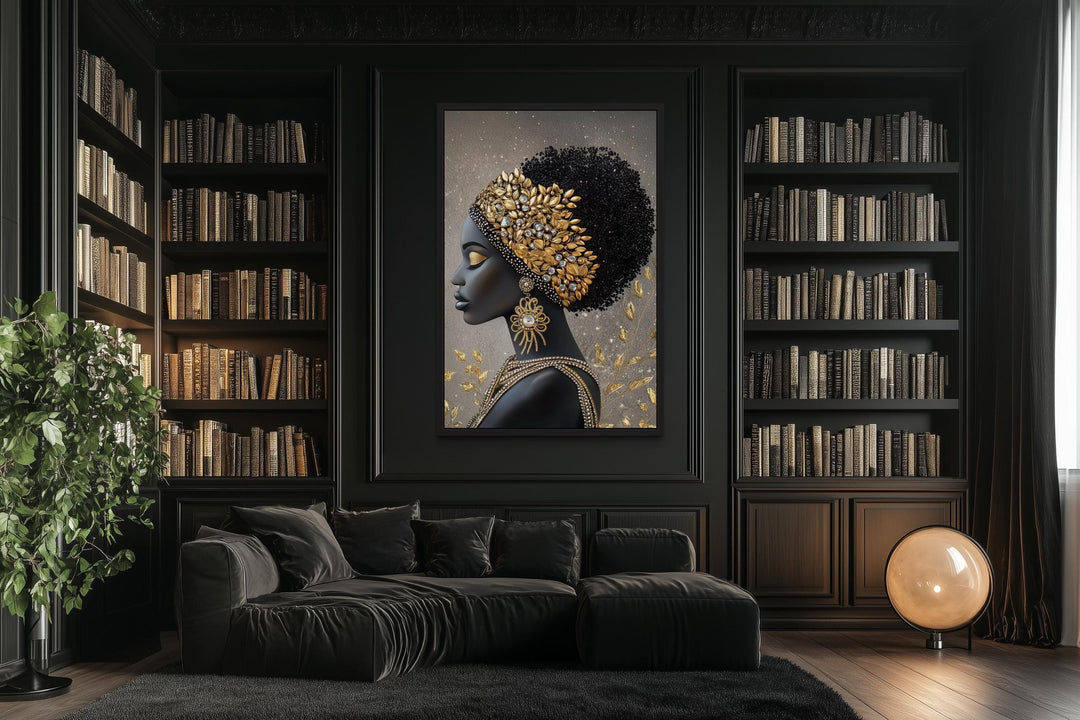 African American Black Woman With Gold Headwrap Canvas Wall Art
