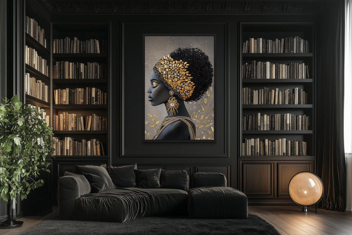 African American Black Woman With Gold Headwrap Canvas Wall Art