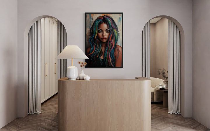 African American Woman With Rainbow Hair Black Hair Salon Canvas Wall Art