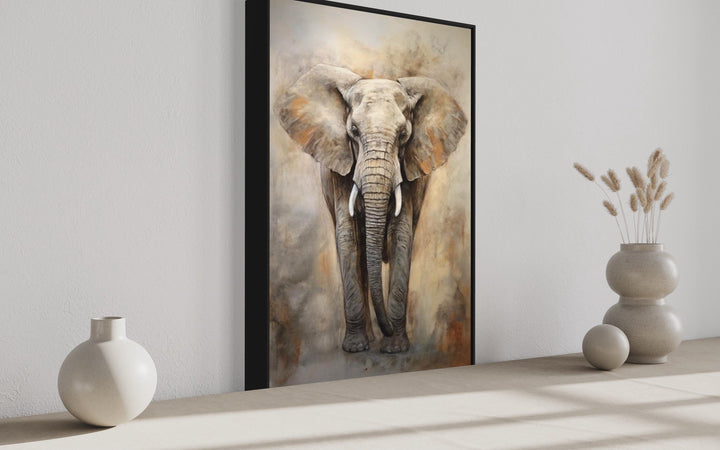 African Elephant Extra Large Abstract Framed Canvas Wall Art