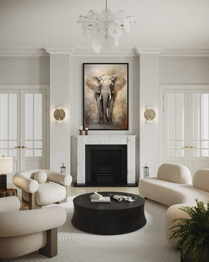 African Elephant Extra Large Abstract Framed Canvas Wall Art