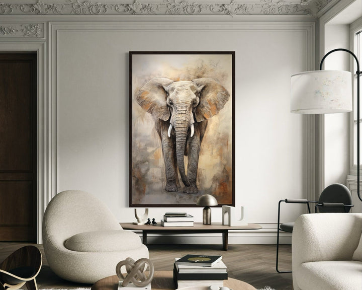 African Elephant Extra Large Abstract Framed Canvas Wall Art