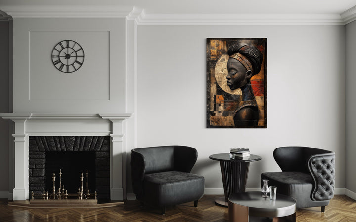 African Woman In Turban Modern Abstract Canvas Wall Art