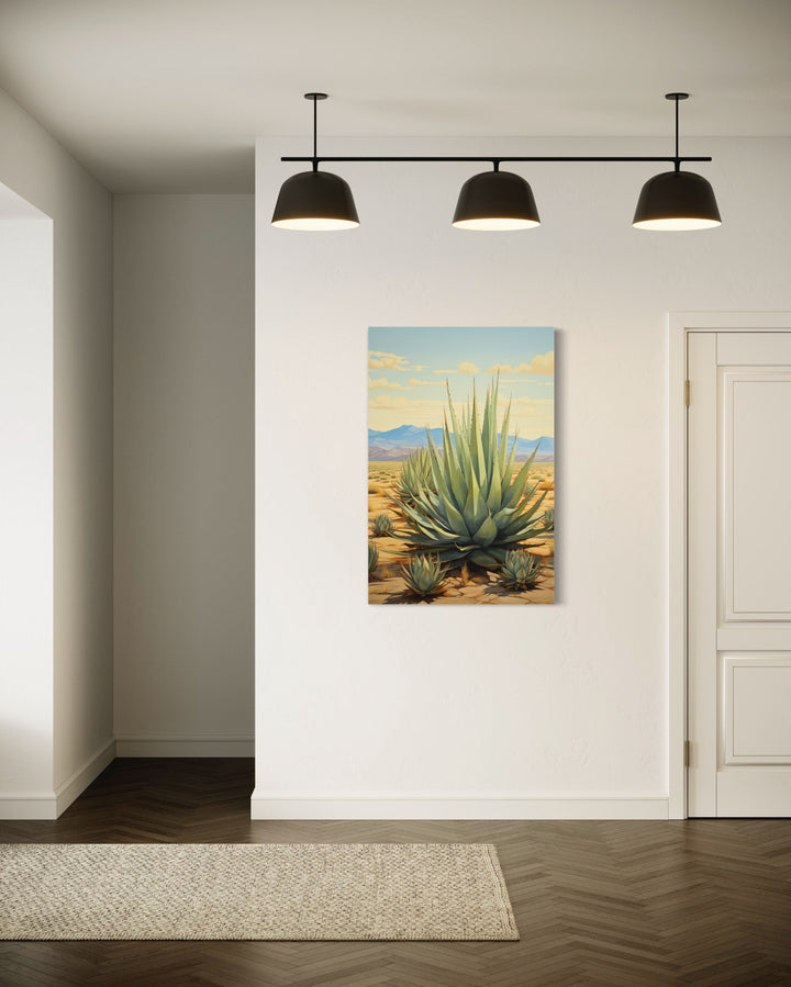 Agave In The Desert Framed Canvas Wall Art