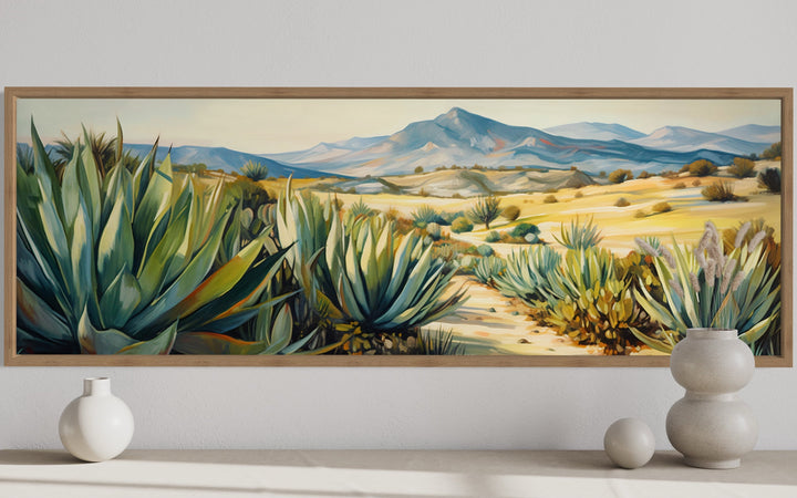 Agave In The Desert Horizontal Southwestern Framed Canvas Wall Art