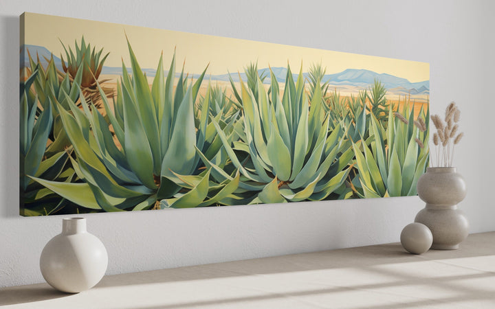 Agave In The Desert Long Horizontal Framed Canvas Wall Art