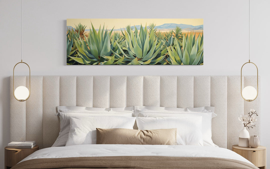 Agave In The Desert Long Horizontal Framed Canvas Wall Art