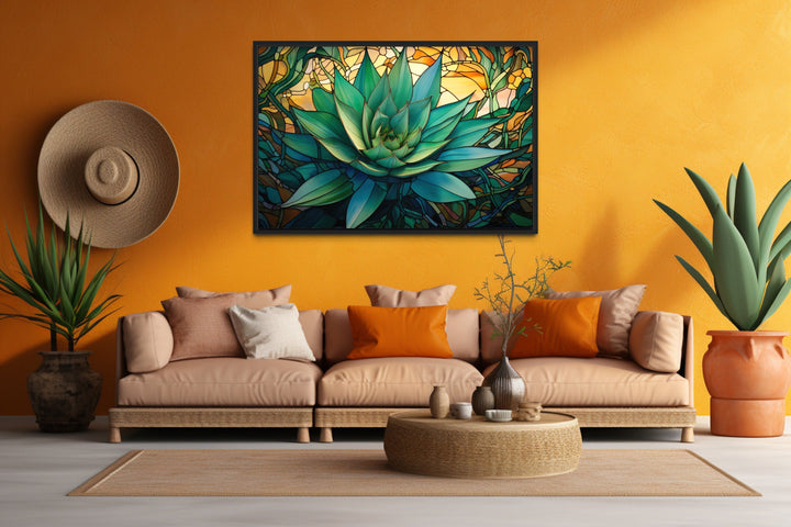 Agave Plant In Arizona Desert Framed Canvas Wall Art