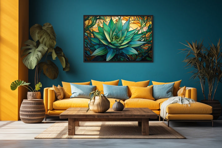 Agave Plant In Arizona Desert Framed Canvas Wall Art