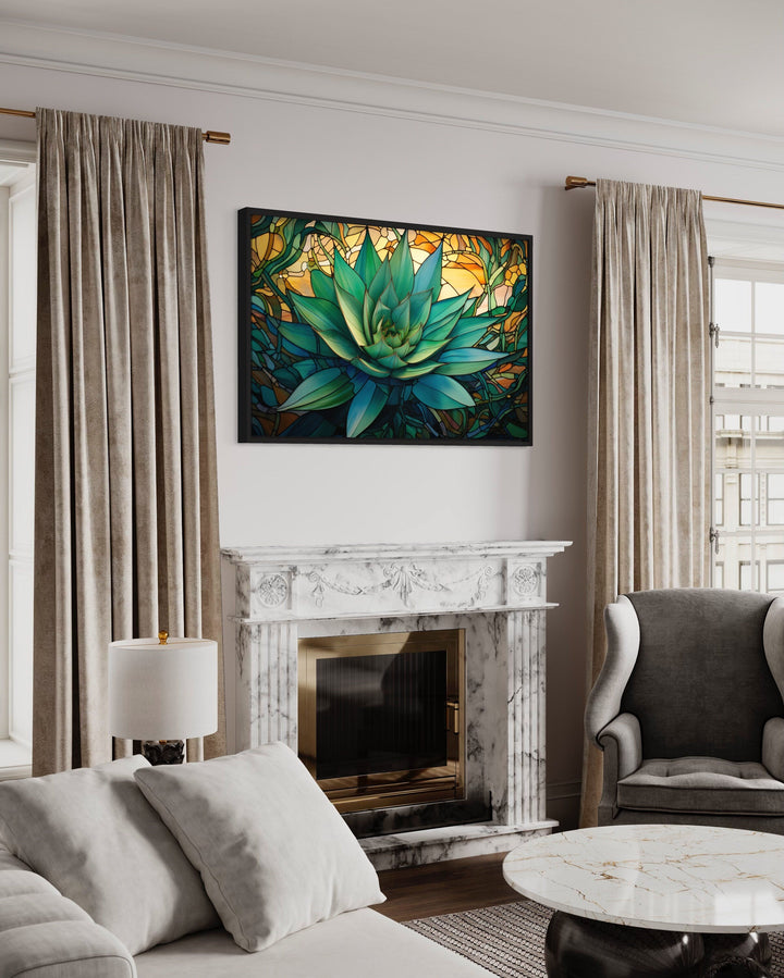 Agave Plant In Arizona Desert Framed Canvas Wall Art