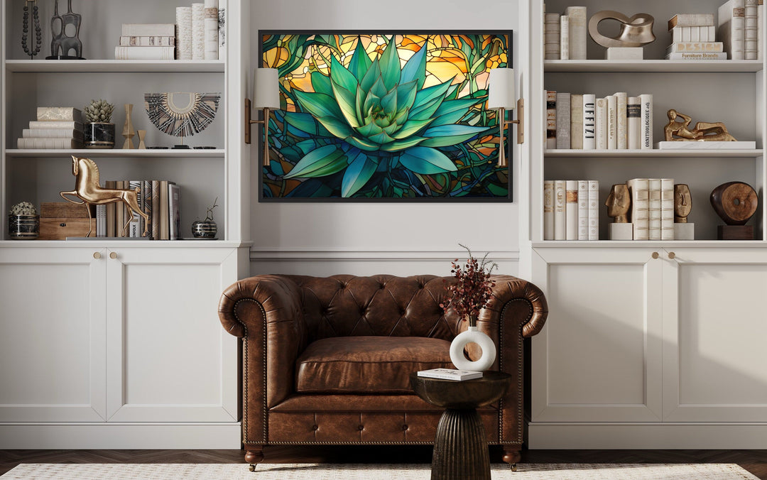 Agave Plant In Arizona Desert Framed Canvas Wall Art