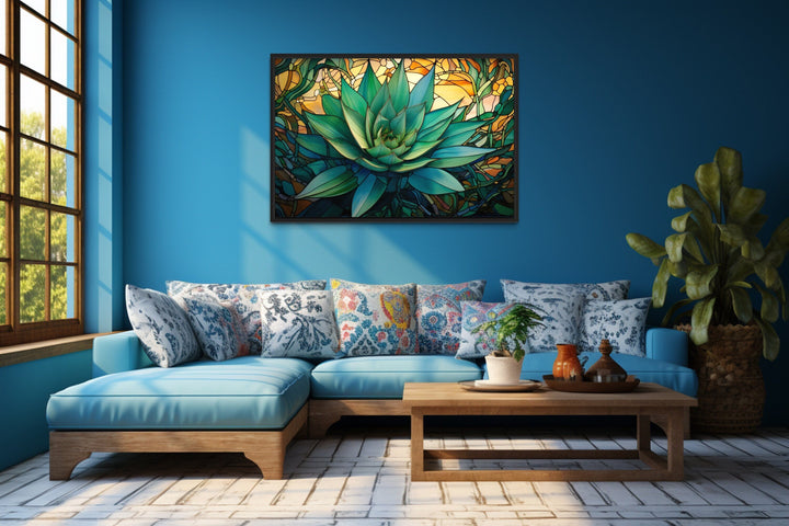 Agave Plant In Arizona Desert Framed Canvas Wall Art