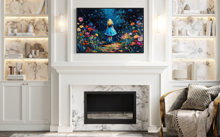 Alice In Wonderland In Magical Forest Framed Canvas Wall Art