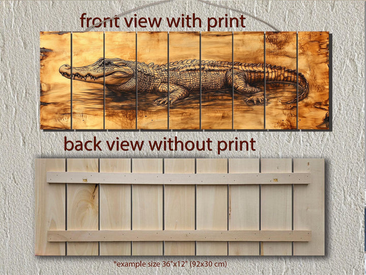 Alligator Long Horizontal Distressed Wood Wall Art