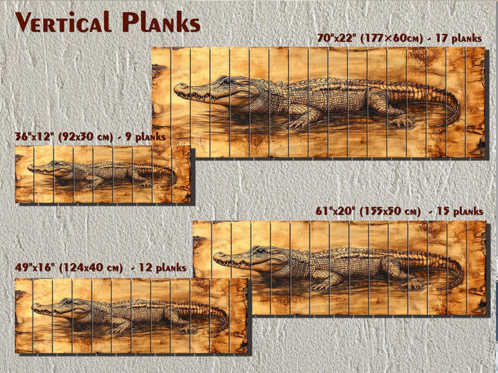 Alligator Long Horizontal Distressed Wood Wall Art