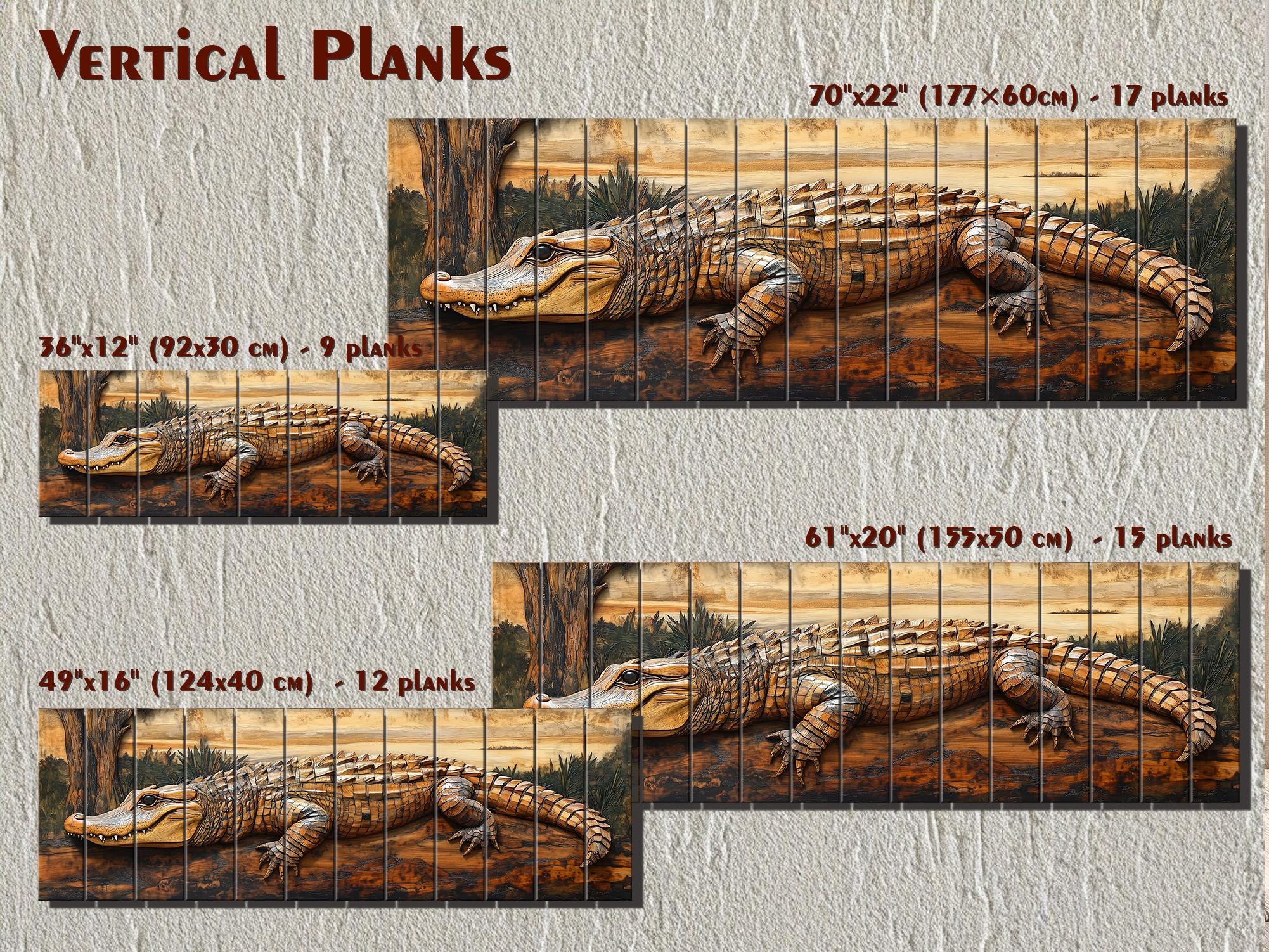 Alligator Rustic Distressed Wood Wall Art | Man Cave Decor – Wall
