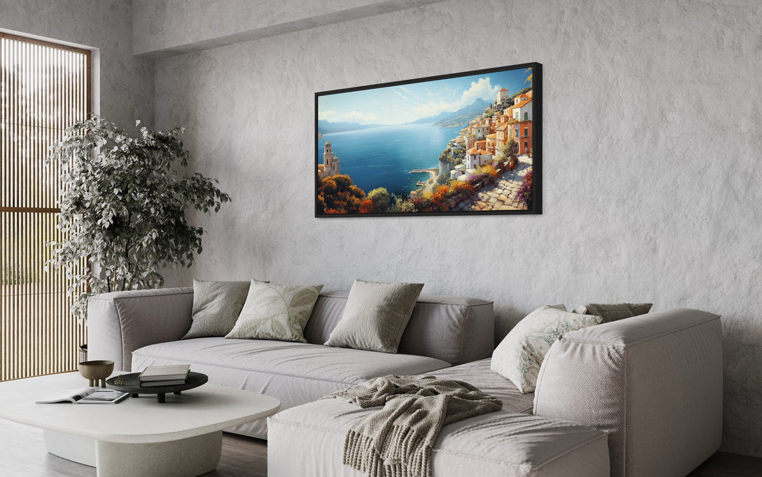 Amalfi Coast Italian Sea Scape Framed Canvas Wall Art