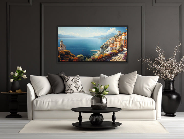 Amalfi Coast Italian Sea Scape Framed Canvas Wall Art