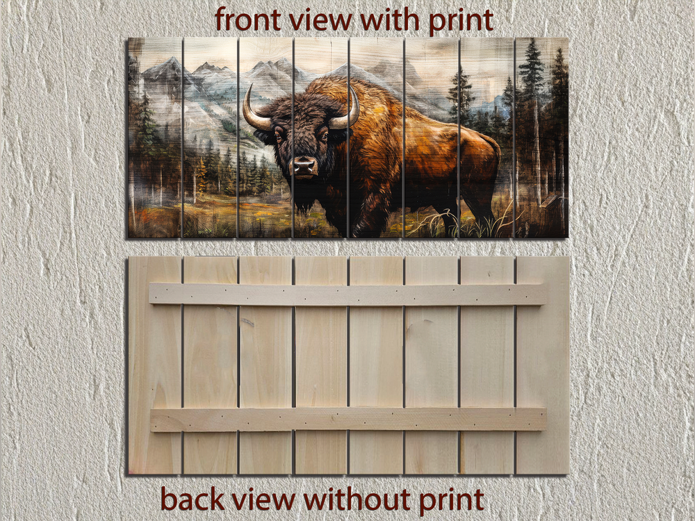 American Buffalo Distressed Wood Wall Art